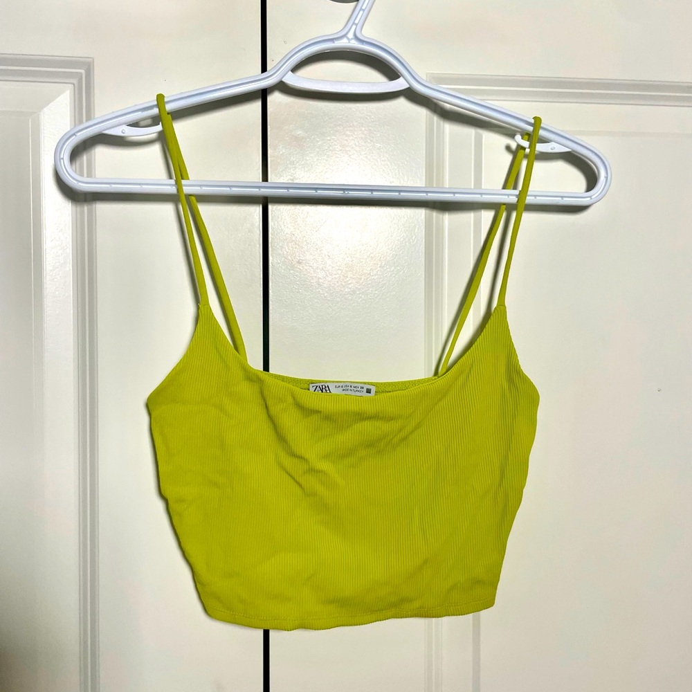 Zara Lime Green Tank Top Crop Small